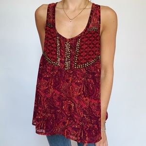 Beaded Urban Outfitters Sleeveless Paisley Blouse